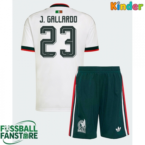 Mexiko Jesus Gallardo #23 Replik Auswärtstrikot Kinder WM 2026 Kurzarm (+ Kurze Hosen)